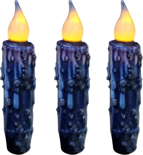 Miniatura 27 de CVHOMEDECO. Velas de cera real sumergidas a mano con temporizador LED con pilas, velas cónicas sin llama primitivas del país, 4-3/4 pulgadas, negro
