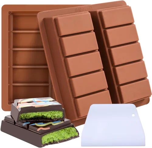 FUNBAKY Dubai Molde de silicona para barra de chocolate, cavidades de 1 pulgada de profundidad, molde grande y grueso, ideal para rellenar chocolate