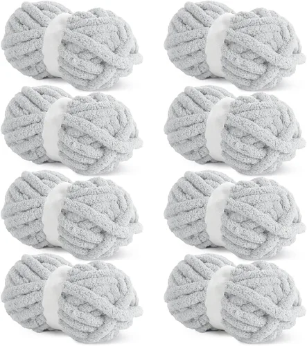 Miniatura 66 de HOMBYS Hilo de Chenille Grueso Carbón para Crochet, Hilo Grueso Espeso y Esponjoso para Tejer, Hilo Súper Grueso para Tejer Mantas a Mano, Hilo