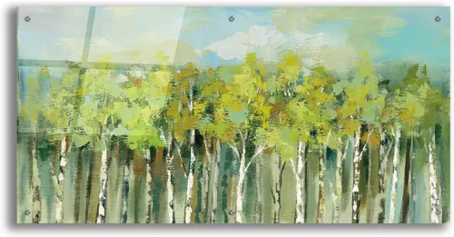 Miniatura 4 de Epic Art 'April Tree Tops' de Silvia Vassileva, arte de pared de vidrio acrílico, 16.0 x 12.0 in