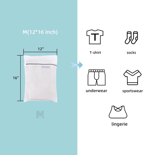 Miniatura 4 de GOGOODA - 3 bolsas de malla medianas para lavandería, lavado de prendas delicadas, de 12 x 16 pulgadas, bolsa de lavandería para viajes, ropa sucia