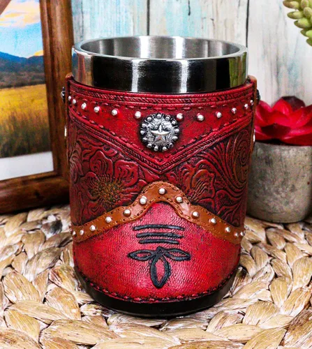 Miniatura 7 de Ebros Gift Bota rústica de vaquera occidental con taza de café con estrella solitaria en piel sintética con acabado floral de desplazamiento floral