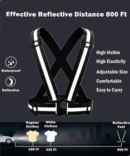 Miniatura 2 de Reflective Running Gear Reflective Vest & Reflective Armband & Reflective Belt 3 Pcs Set, High Visibility Reflective Gear Night Cycling Walking