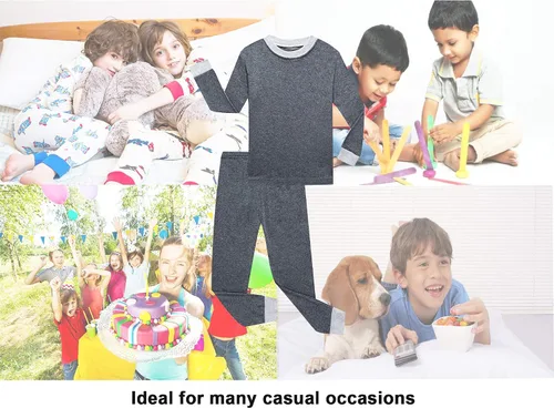 Miniatura 6 de Benaive Pijama para niños, pijama de algodón para niño, conjunto de pantalones de 4 piezas para niños