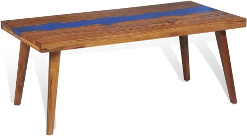 Miniatura 8 de mesa de Centro para sala Mesas de centro Mesa de centro de resina de teca de 39.4 x 19.7 x 15.7 pulgadas, adecuada para salas de estar, balcones