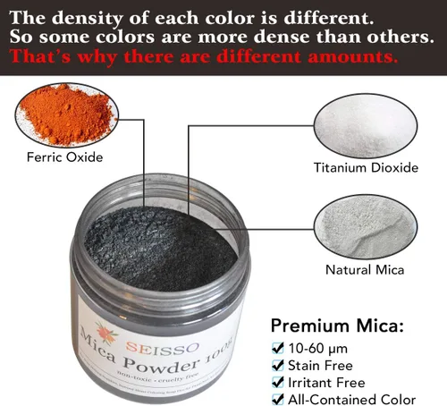 Miniatura 2 de SEISSO Polvo de mica – 3.5 oz/100 g de resina epoxi natural de color negro plateado pigmento en polvo para hacer jabón, slime, uñas, pintura