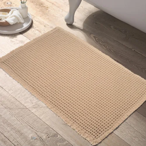 Miniatura 7 de KOEXM Tapete de baño mejorado con diseño de gofre, súper absorbente, antideslizante, bohemio, lavable a máquina, con borlas, parte trasera de goma