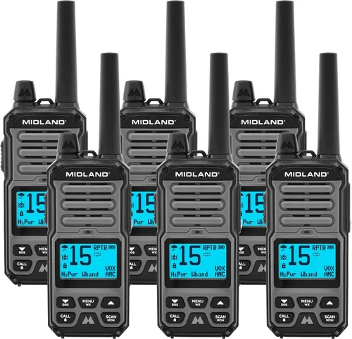 Miniatura 12 de Midland GXT67 Radio bidireccional GMRS de 5 vatios - Walkie Talkie de largo alcance para aterrizaje, Jeep y todoterreno - IP67 impermeable