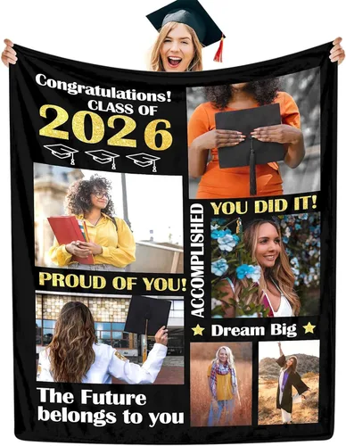 Miniatura 34 de Manta personalizada con collage de fotos, manta de fotos personalizada para graduados, manta personalizada, regalos para temporada de graduación