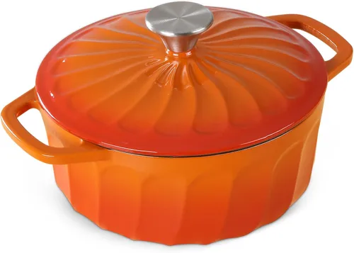 Miniatura 12 de Horno holandés de hierro fundido esmaltado con tapa, olla de horno holandés de hierro fundido de 3 cuartos de galón, olla de hierro fundido