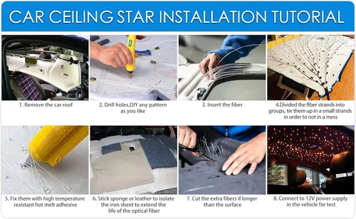 Miniatura 6 de ATOKEE Kit de Revestimiento de Techo Estrellado 550 piezas 0.03 pulgadas 13.1 pies, 16W Luces de Estrella de Fibra Óptica Centelleantes