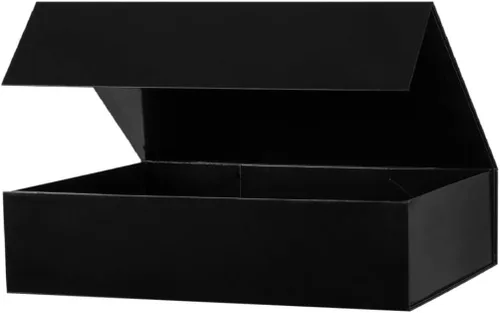 Caja de regalo negra extragrande de 19 x 16 x 6 pulgadas, enorme caja rectangular plegable con tapa cierre magnético para propuesta de padrino,