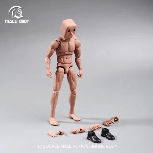 Miniatura 3 de Fremego Figura de acción masculina a escala 1/12, figura muscular súper flexible y fuerte de 6 pulgadas, cabeza cuadrada, figura de acción
