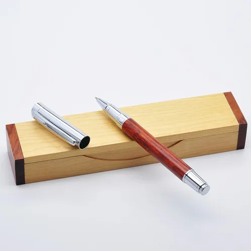 LACHIEVA LUX Juego de bolígrafos clásicos de palisandro – Bolígrafo de madera fina con repuesto Schneider alemán, herramienta de escritura de lujo