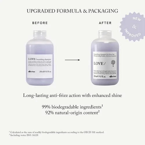 Miniatura 3 de Davines LOVE/Smoothing Shampoo, Gentle Anti-Frizz Cleanser for Frizzy, Coarse or Unruly Hair - Promotes Straightening & Shine - Apple Pulp Formula
