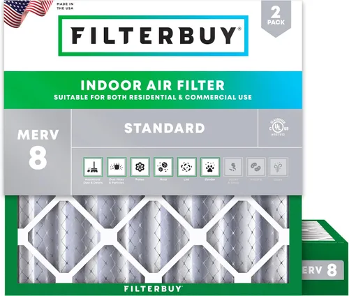 Miniatura 45 de Filterbuy Filtro de aire MERV 8 de 8 x 14 x 1 pulgadas para defensa contra el polvo y las alergias (paquete de 2), filtros electrostáticos plisados