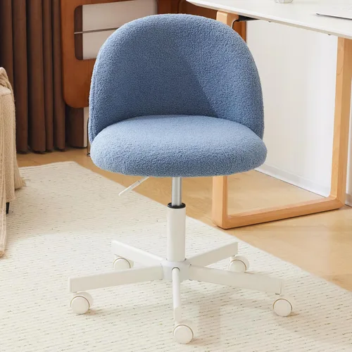 Miniatura 13 de VINGLI Silla Candy sin Brazos, Linda Silla de Escritorio, Cómoda Silla Pequeña de Oficina con Ruedas, Silla de Tocador con Soporte Lumbar, Silla