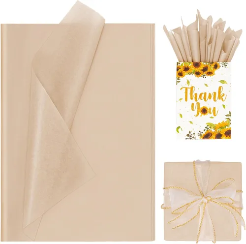 Larcenciel 100 hojas de papel de seda marrón kraft, papel de seda vintage color canela para envolver regalos y empaquetar bolsas de regalo, papel de