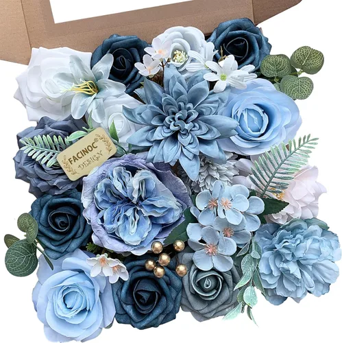 Miniatura 20 de FACINOC Rosas Flores Artificiales Ramo Combo Caja Set para Bricolaje Centros de Mesa de Boda para Mesa Nupcial Baby Shower Fiesta Decoraciones