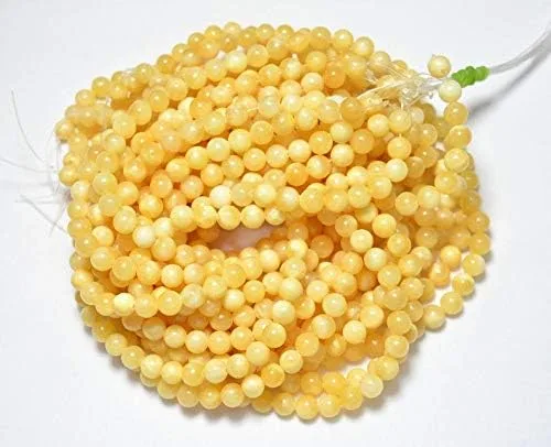 Miniatura 2 de Cuentas de piedras preciosas de calcita amarilla natural AAA de 1 hebra para la fabricación de joyas 0.236 in cuentas redondas cuentas sueltas