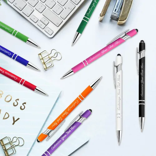 Miniatura 7 de Bolígrafos personalizados con lápiz óptico y grabado gratis, bolígrafos personalizados para negocios, graduación, aniversarios (hasta 500 unidades)
