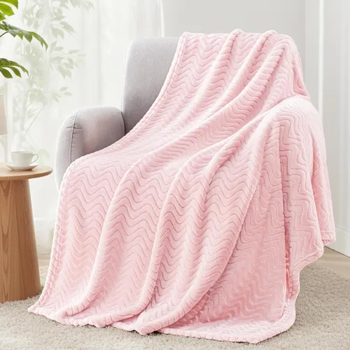 Miniatura 30 de Exclusivo Mezcla - Manta individual para cama, mantas de forro polar ligeras y acogedoras con textura ondulada decorativa, adecuadas para el Verde