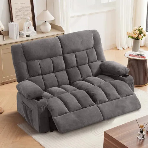 Miniatura 17 de Silla reclinable con portavasos para sala de estar, reclinable manual de tamaño grande con asiento individual, ergonómico, bolsillo lateral