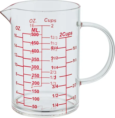 Miniatura 10 de Ackers BORO3.3 Taza medidora de vidrio - [Asa aislada Boca en forma de V] - Hecha de vidrio de borosilicato de alta calidad, taza medidora
