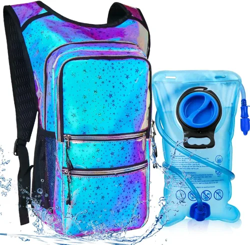 Miniatura 9 de Paquete de hidratación, mochila de agua con vejiga de hidratación de 3 L, aislamiento ligero, esencial para festivales, mochila de hidratación rave