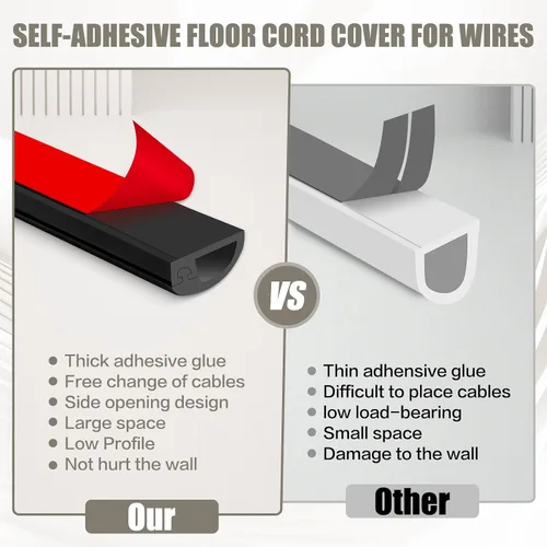 Miniatura 3 de Cubierta de pared para cable, 39 pulgadas, autoadhesivas, para cables en la pared, cable de extensión para piso, TV montada, cavidad del hogar