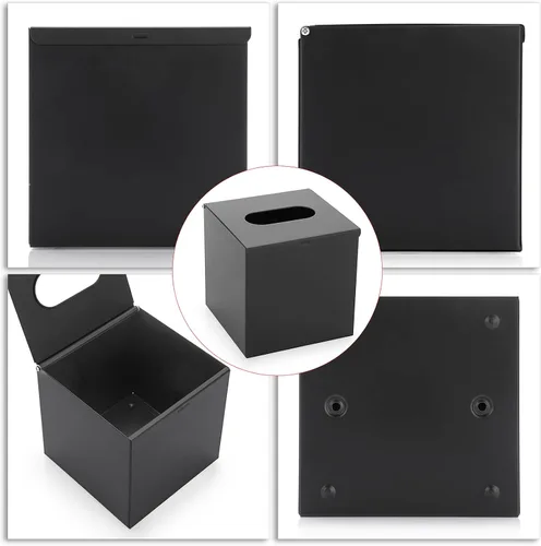 Miniatura 4 de Sumnacon Cubierta cuadrada para caja de pañuelos – Elegante cubo de acero inoxidable para caja de pañuelos, moderno soporte de papel facial de metal