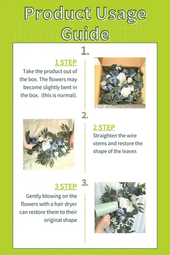 Miniatura 6 de Muhanjia Letrero de boda con estampado de flores sintéticas (paquete de 2) para ceremonia, fiesta, recepción, entrada, decoración floral, caballete