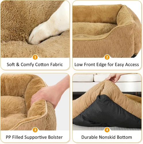 Miniatura 5 de FURTIME Camas medianas para perros medianos, cama rectangular lavable para perro, cama ortopédica suave y cómoda, cama calmante para cachorros, sofá