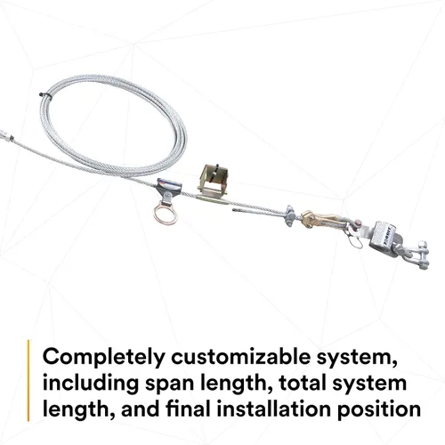 Miniatura 12 de 3M DBI-SALA Sayfline 7603100 Sistema horizontal permanente, cable Galv. multitramo de 98.4 ft, con 3 soportes de interm, tensor, accesorios