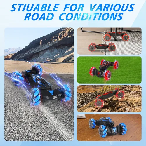 Miniatura 4 de Auto de acrobacias RC, auto de juguete con control remoto de 2.4 GHz, 4WD, con sensor de gestos, vehículos de doble cara, vehículo todo terreno que