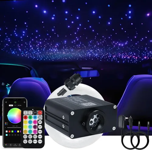 Miniatura 17 de AKEPO - Kit de luz musical RGBW de 16 W, parpadeante, de tamaño pequeño, fibra óptica, controlada a través de aplicación, 295 unidades, 9.8 pies