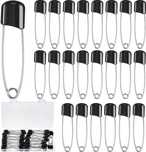 Miniatura 27 de 50 unidades de pines de seguridad para pañales con cabeza de plástico de 5,6 cm, pines de pañal con cierres de bloqueo, acero inoxidable con bolsa