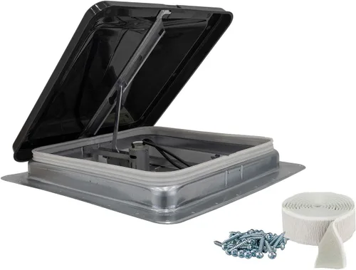 HENG'S INDUSTRIES Respiradero universal para techo de remolque/caravana de RV de 14 pulgadas con tapa de humo y ventilador de 12V 12 voltios 74112 -