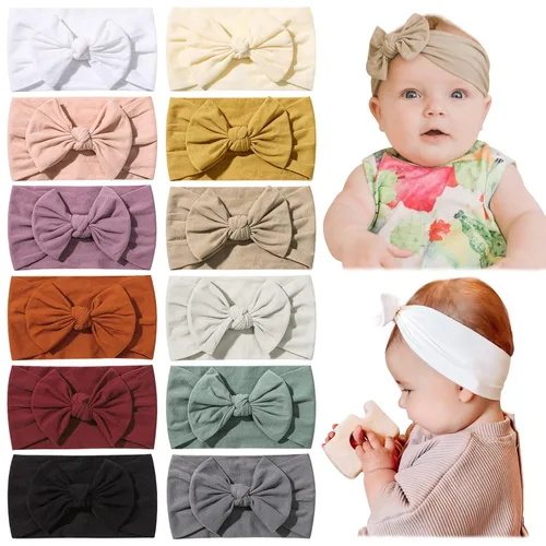 Miniatura 13 de jollybows 12 diademas de nailon para bebés con lazo elástico para niñas, recién nacidos, niños pequeños, accesorios para el cabello, juego de 6- Luz