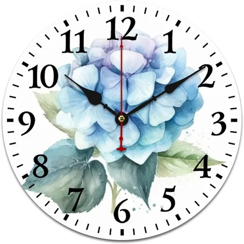 Miniatura 15 de Reloj de pared de madera de 10 pulgadas, acuarela, rústico, eucalipto, reloj de pared de madera rústica, cuarzo, sin tictac, número arábigo, hoja