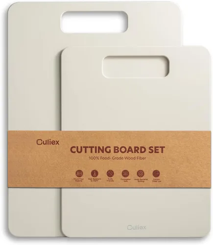 Tablas de Cortar para Cocina [Juego de 2], Tabla de Cortar Compuesta de Fibra de Madera, Apta para Lavavajillas, Tabla de Cortar Antideslizante No