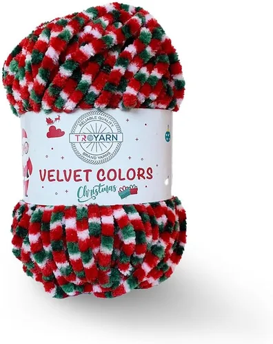 Miniatura 44 de TROYARN Hilo de lana de terciopelo en colores (paquete de 3 madejas) Chenille para manta Amigurumi, hilo para crochet y punto súper voluminoso 3x100