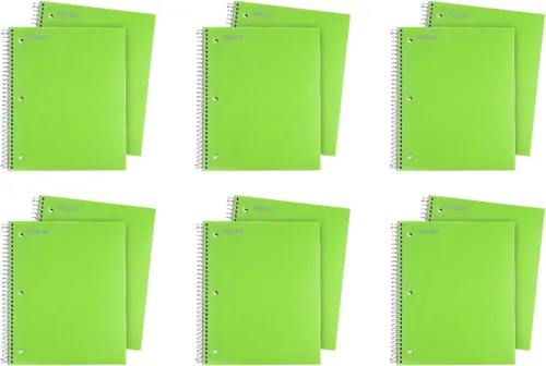 Miniatura 25 de Mintra Office Cuadernos de espiral duraderos, 3 materias (lavanda, verde salvia, salmón, rayas universitarias, paquete de 3)