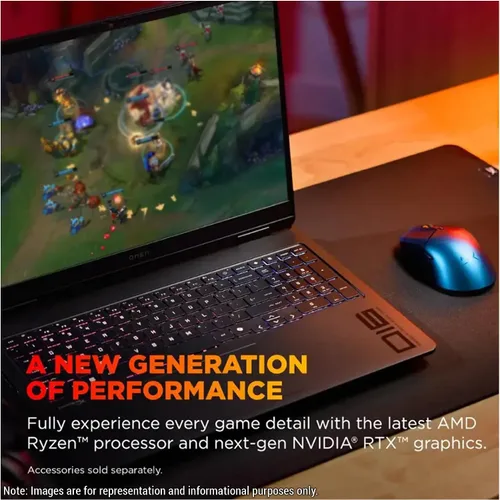Miniatura 3 de HP OMEN Laptop para juegos, AMD Ryzen 9-8940HX, 32 GB DDR5 RAM, 1 TB PCIe SSD, pantalla de 16" 2K (1920x1200) 144Hz, Nvidia G-Force RTX 5060