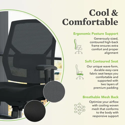 Miniatura 5 de HON Crio Silla de oficina ergonómica de malla, silla de escritorio con respaldo alto con brazos ajustables, soporte lumbar, asiento giratorio