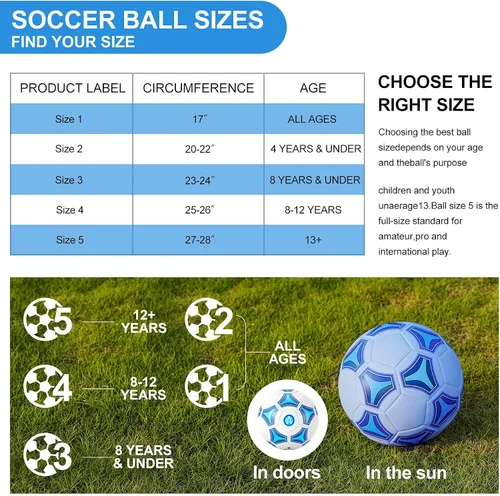Miniatura 7 de STEEFAN Balón de Fútbol Tamaño 3/4/5 para Niños Juego al Aire Libre, Balón de Fútbol que Cambia de Color con Red de Transporte, Balón