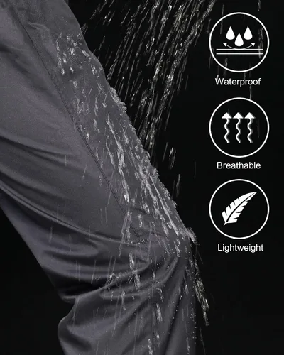 Miniatura 4 de iCreek Pantalones de lluvia para hombre, impermeables, resistentes al viento, ligeros, para senderismo, trabajo, lluvia, al aire libre, para golf
