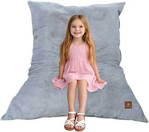 Miniatura 8 de Silla de Puf Wonder Space – Relleno de Espuma Suave Funda Desmontable y Lavable Tela Ultrasuave de Felpa - Cojín de Piso Minimalista para Niños