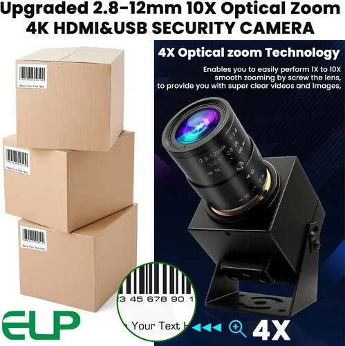 Miniatura 6 de ELP Cámara web HDMI 4K USB3.0 - 60fps, 8MP, lente de zoom 4X (0.110-0.472 in), primer plano, H.264, telescopio, CCTV industrial