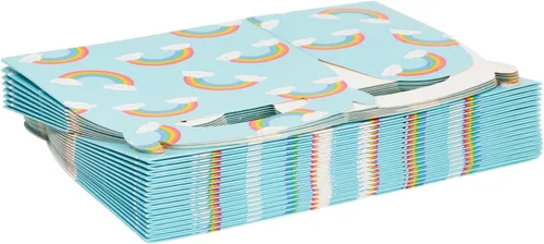 Miniatura 9 de Blue Panda Paquete de 24 cajas de recuerdos de fiesta a dos aguas de arco iris, caja a dos aguas fácil de desplegar con asa incorporada, bolsas